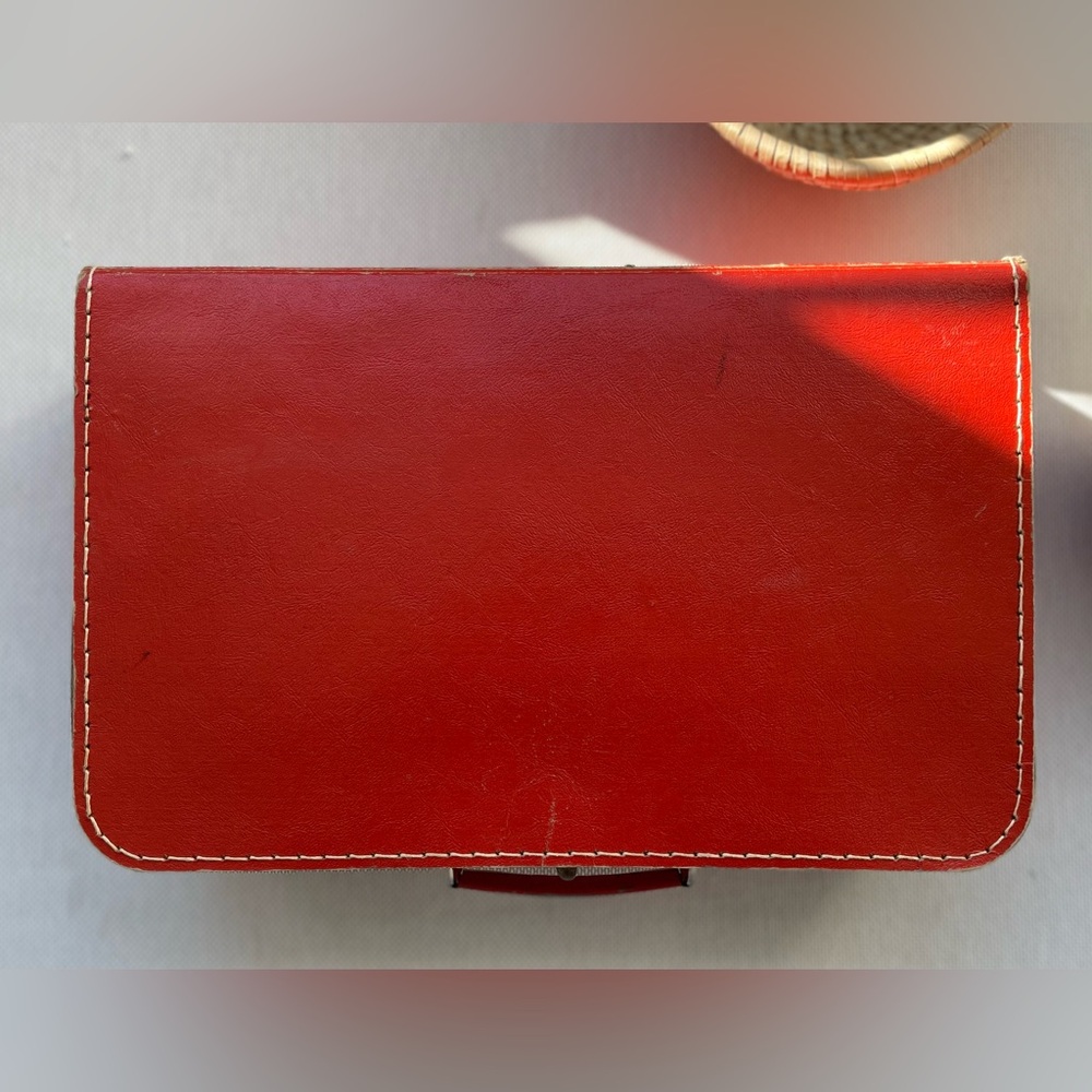 Vintage 1950-1960 Red Leather baby suitcase